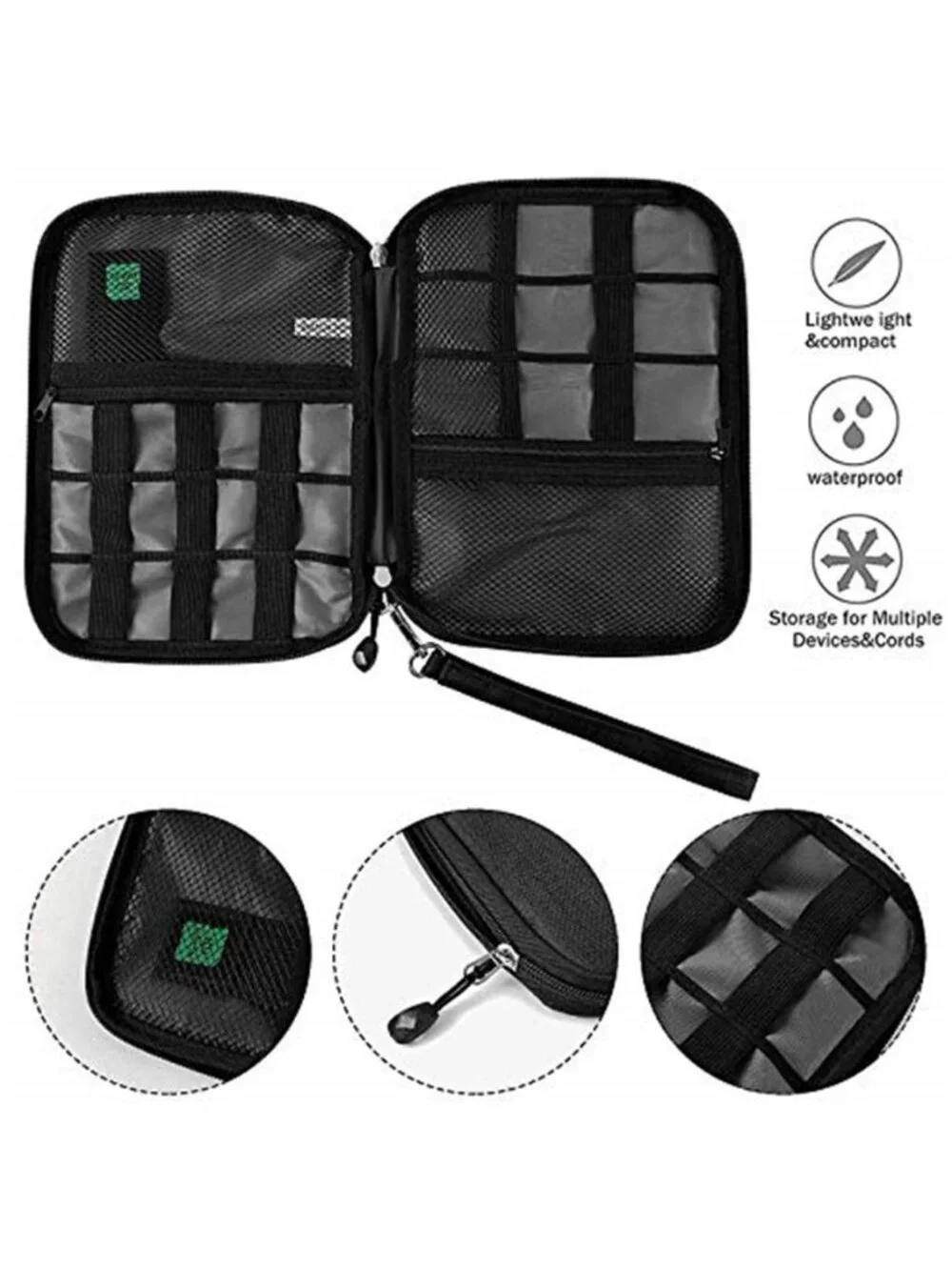Travel Cable Organizer Bag Waterproof USB Cord Electronics Storage Orange Pouch